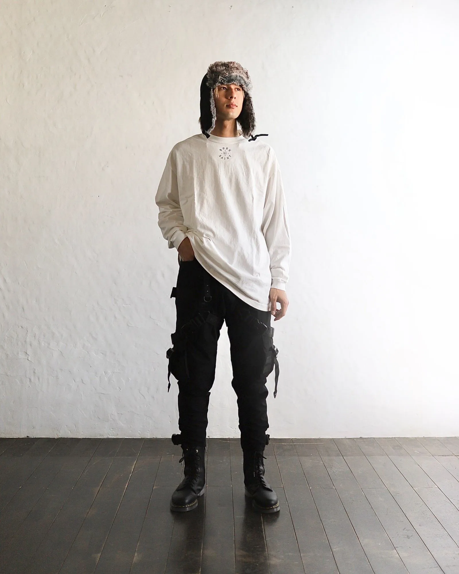#SA65 SAINT pure cotton long-sleeved T P150 Color: White/Black Size: S-XL
